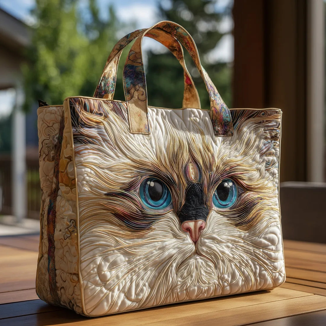 Sac Artisanal Chat Câlin - sac matelassé fait main