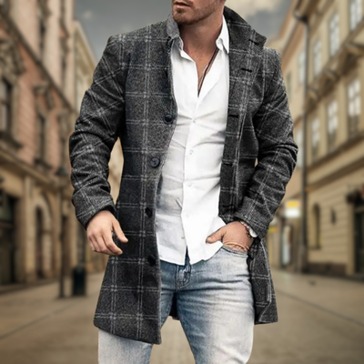 Mack | Manteau en laine élégant avec motif en chevrons