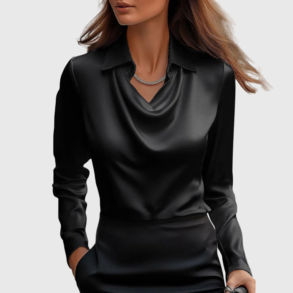 Sylvie | Blouse à l'éclat luxueux et col plissé