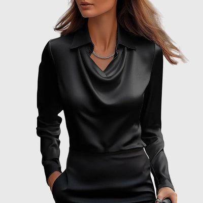 Sylvie | Blouse à l'éclat luxueux et col plissé