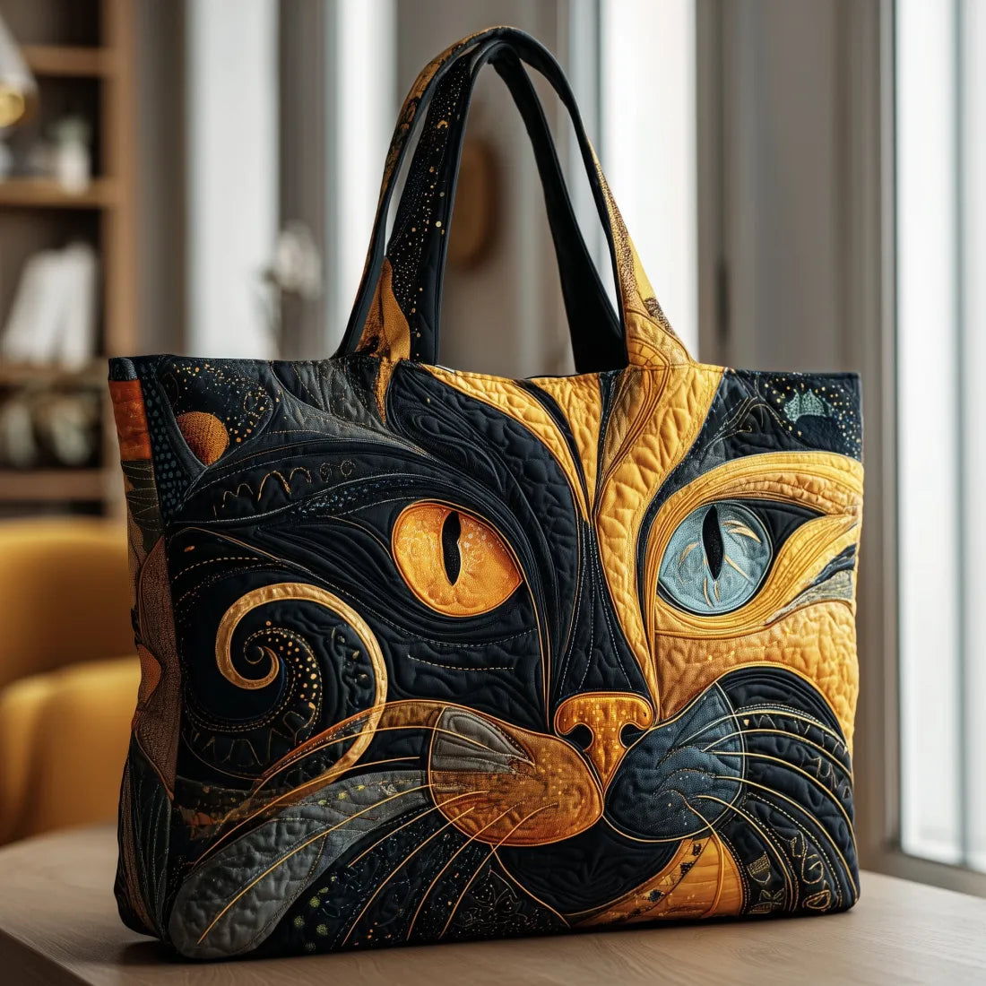 Sac Artisanal Chat Mystique - sac matelassé fait main