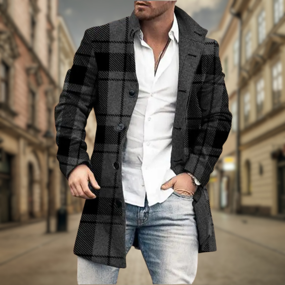 Mack | Manteau en laine élégant avec motif en chevrons