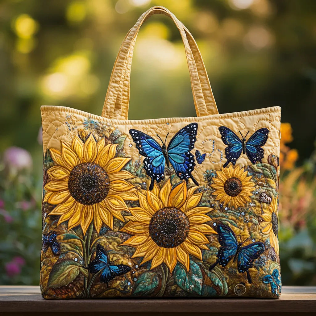 Sac Artisanal Tournesols Papillons - sac matelassé fait main