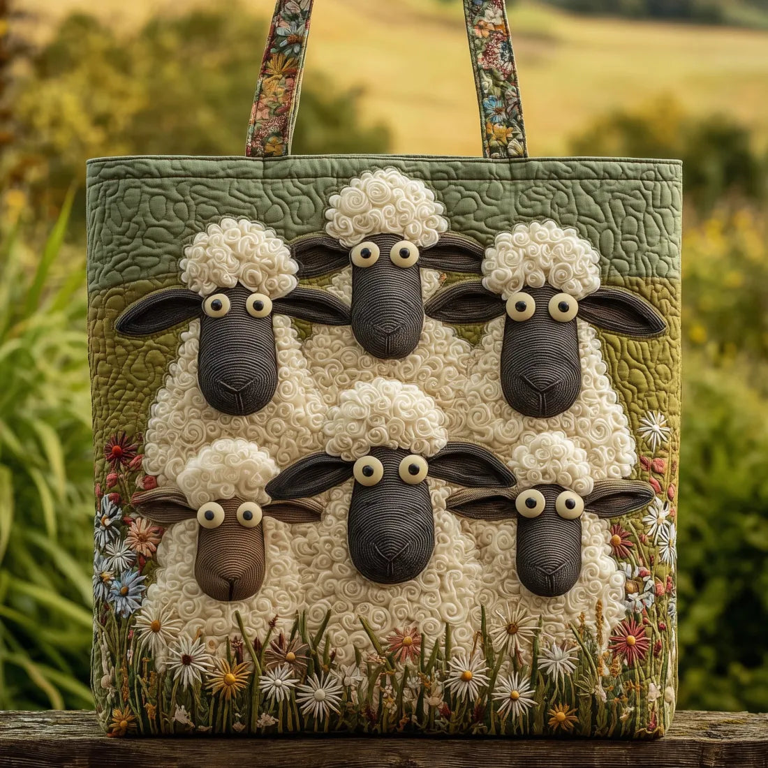 Sac Artisanal Petits Moutons - sac matelassé fait main