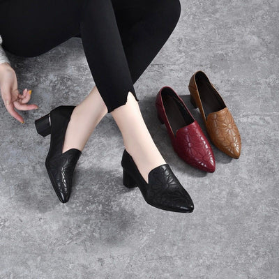 Tonette - Escarpins en cuir vegan doux brodés