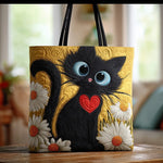 Sac Artisanal Chaton Marguerites - sac matelassé fait main