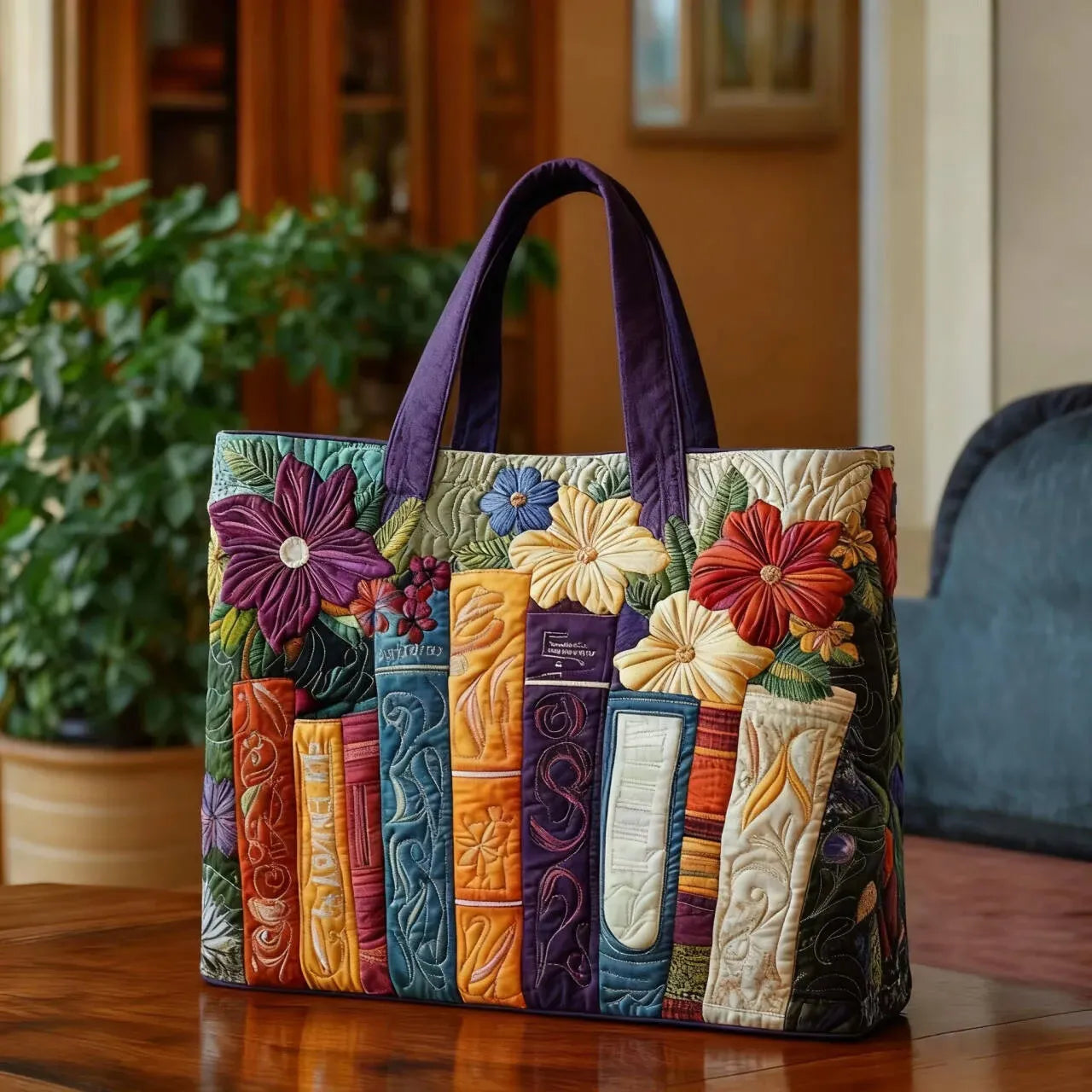 Sac Artisanal Lectrice Passionnée - sac matelassé fait main