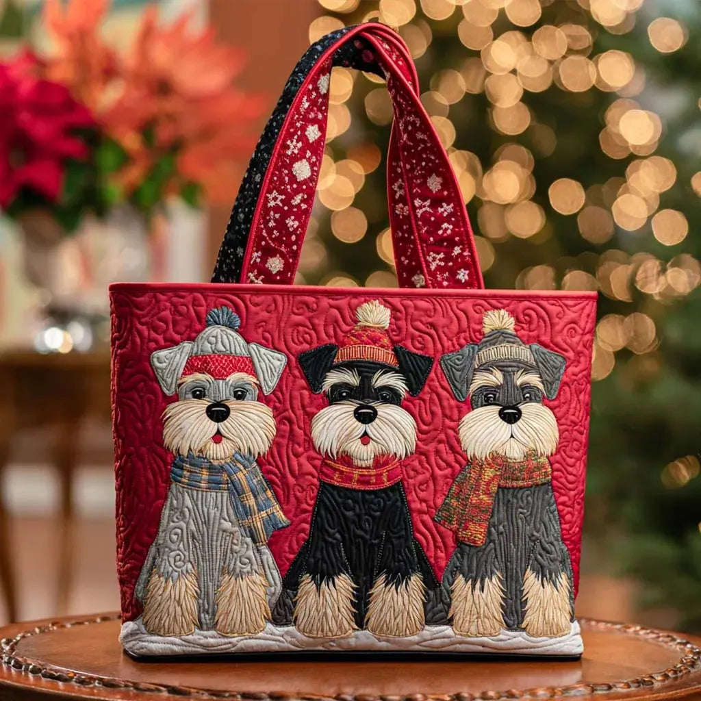 Sac Artisanal Trio Schnauzers - sac matelassé fait main