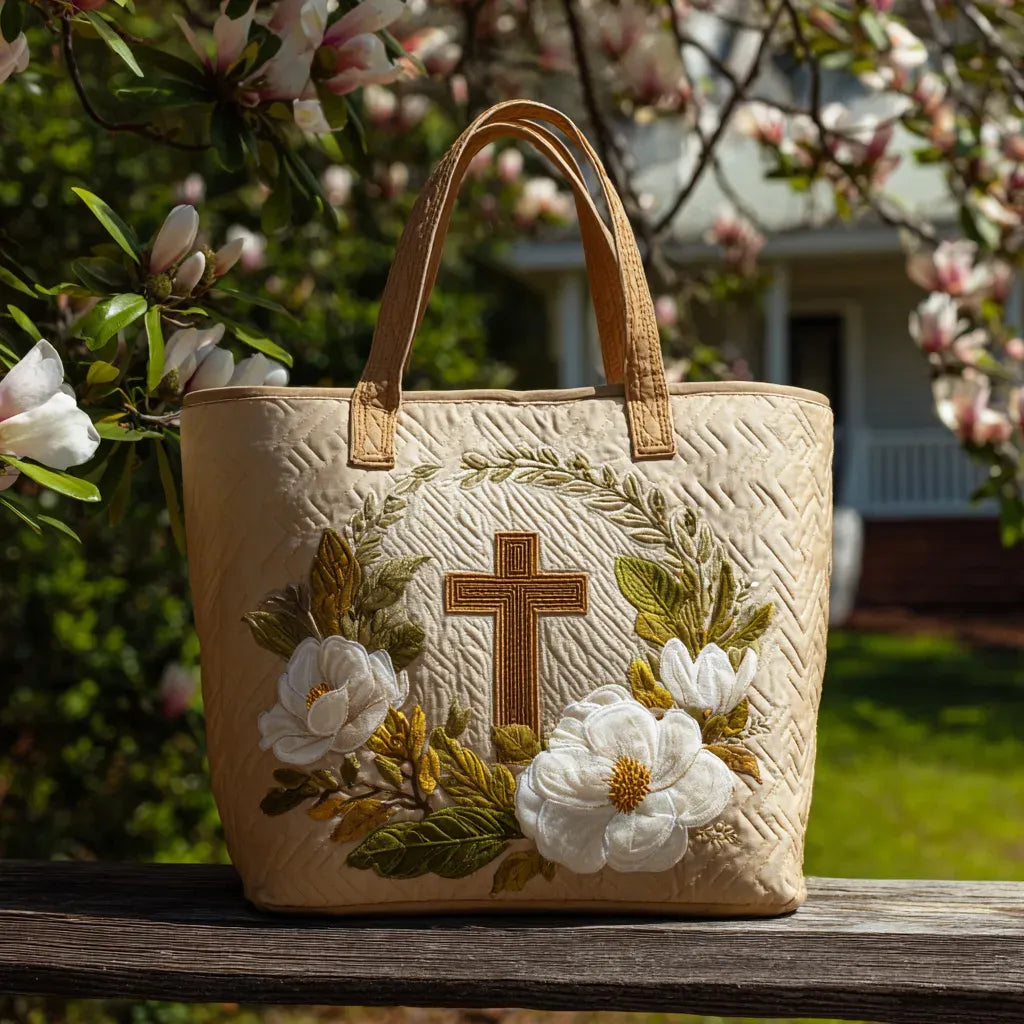 Sac Artisanal Croix Fleurie - sac matelassé fait main