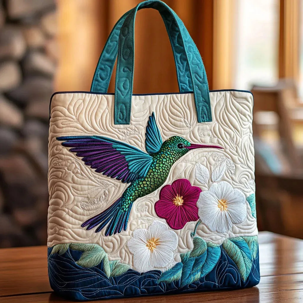 Sac Artisanal Colibri Fleuri - sac matelassé fait main