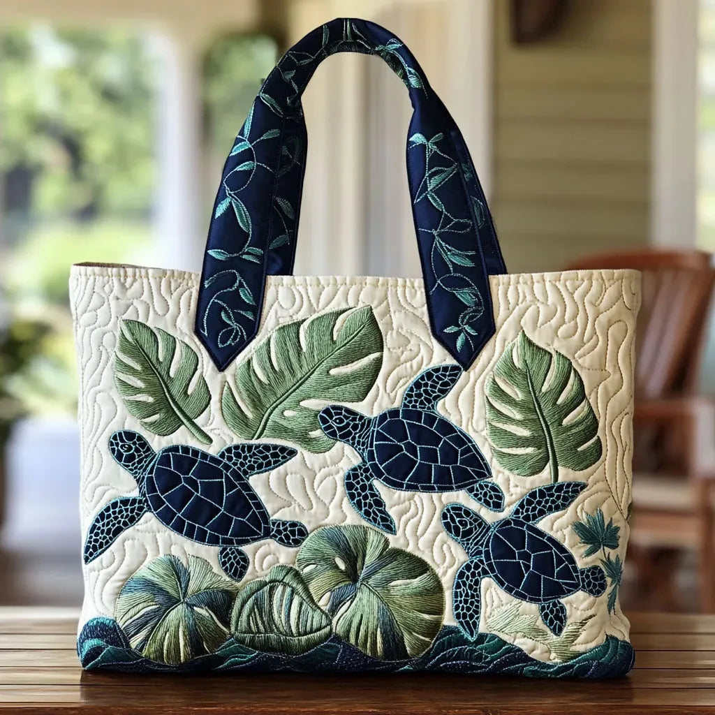 Sac Artisanal Tortues Tropicales - sac matelassé fait main