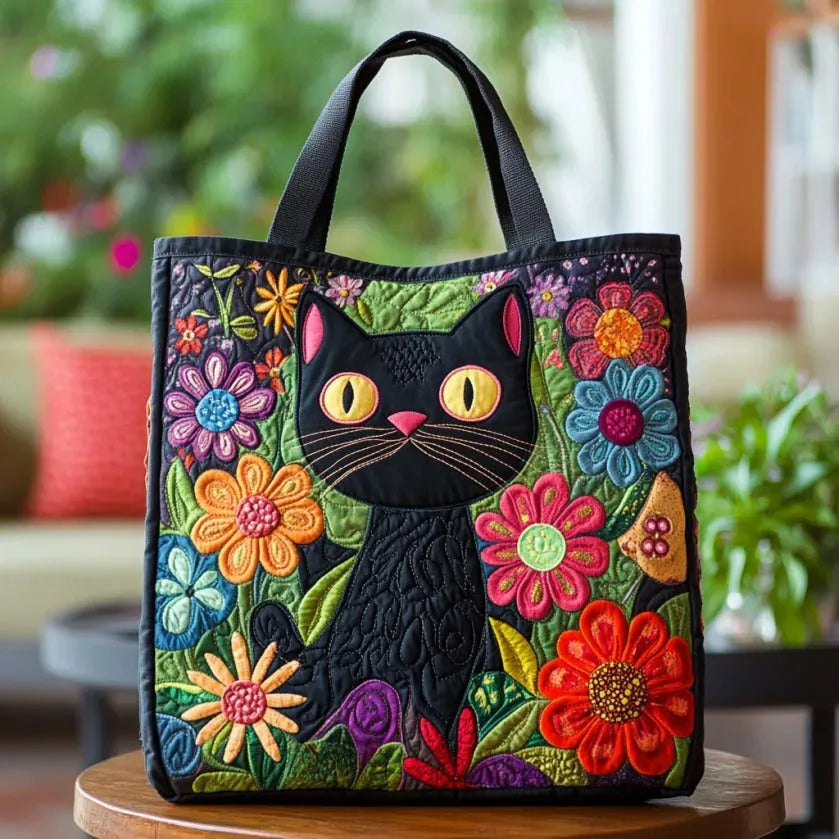 Sac Artisanal Chat Enchanté - sac matelassé fait main