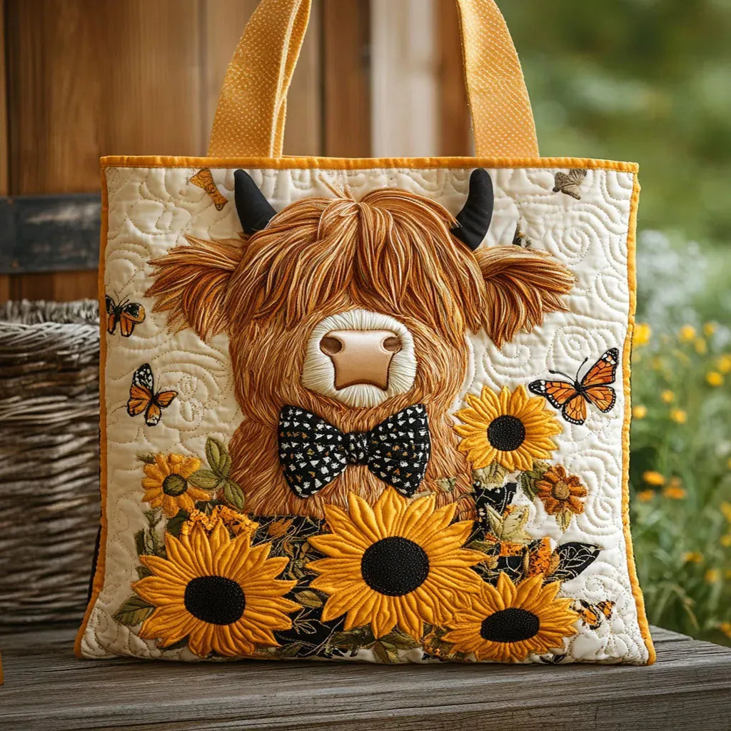 Sac Artisanal Vache Highland - sac matelassé fait main