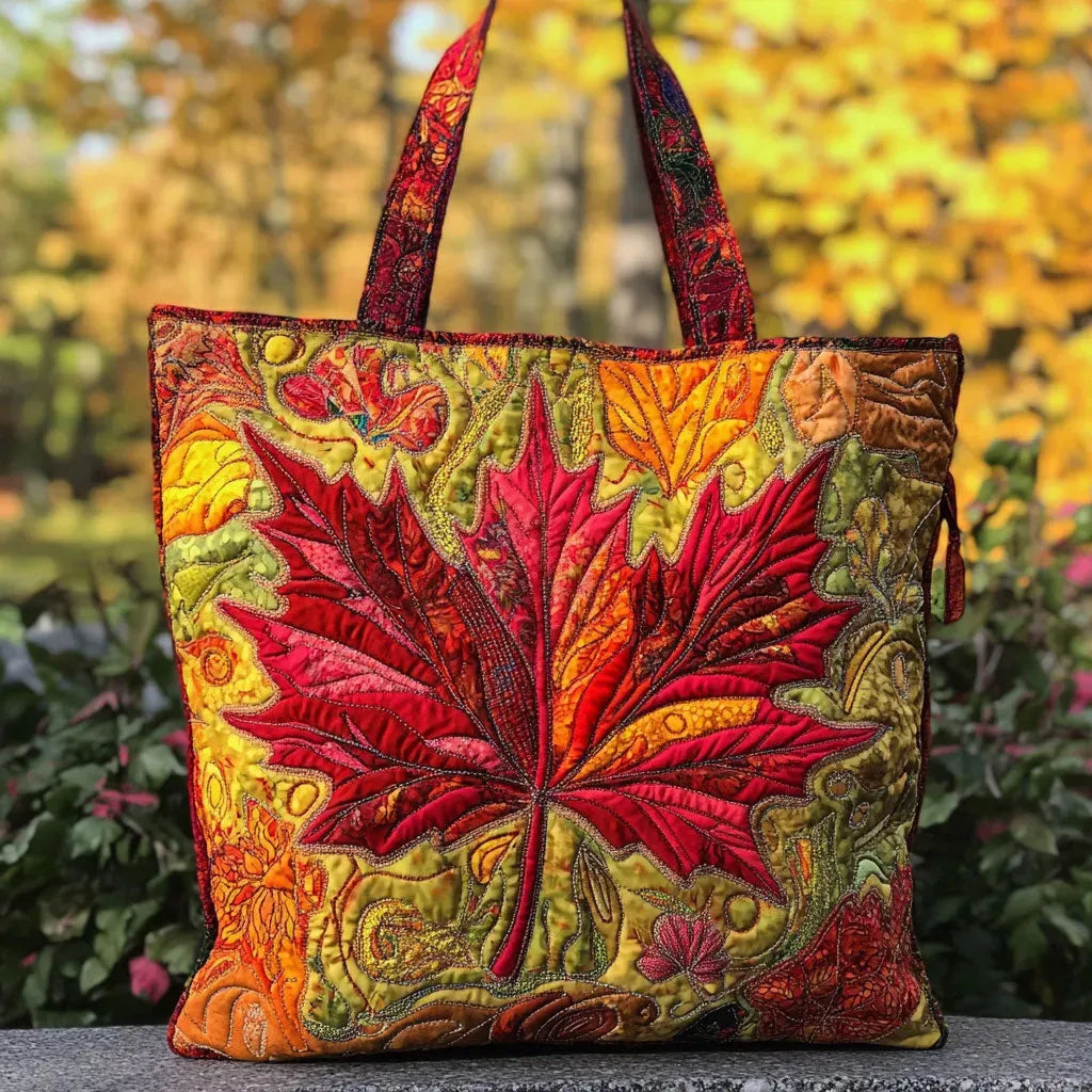 Sac Artisanal Feuille d'Érable - sac matelassé fait main