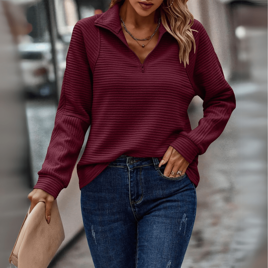 Jenica | Pull Chic à Col Zippé