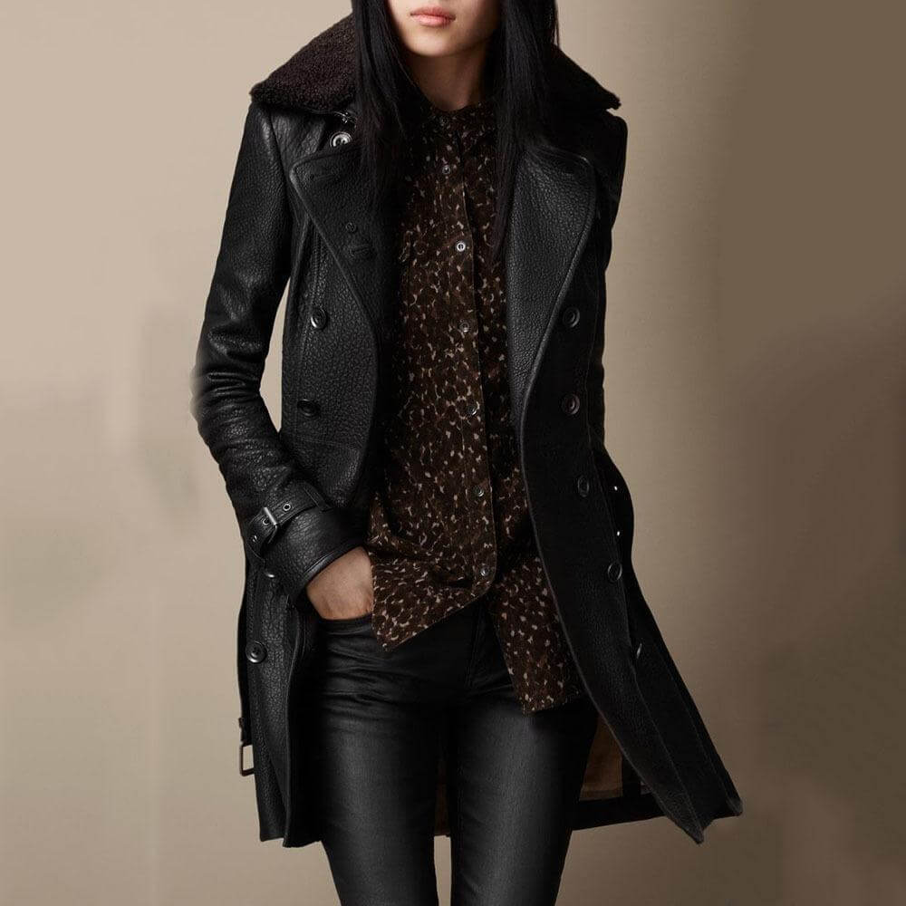 Lina | Manteau en cuir élégant 3/4