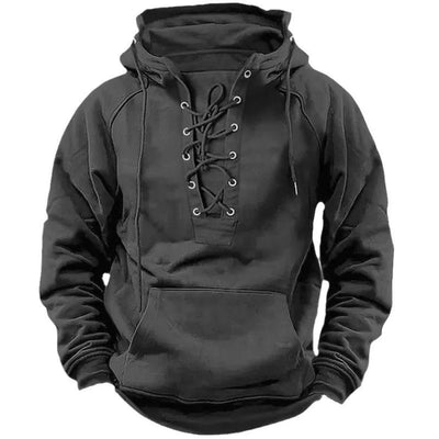 Léon™ – Sweat à capuche outdoor rétro à lacets, conçu pour l’automne et l’hiver
