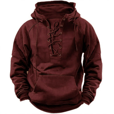 Léon™ – Sweat à capuche outdoor rétro à lacets, conçu pour l’automne et l’hiver