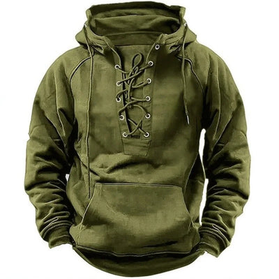 Léon™ – Sweat à capuche outdoor rétro à lacets, conçu pour l’automne et l’hiver