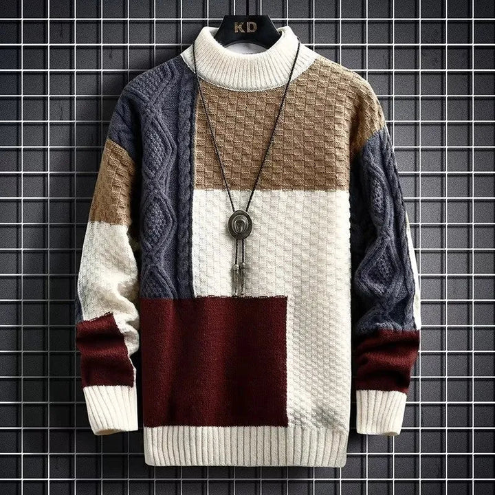 Levi | Pull col roulé en tricot à blocs de couleur