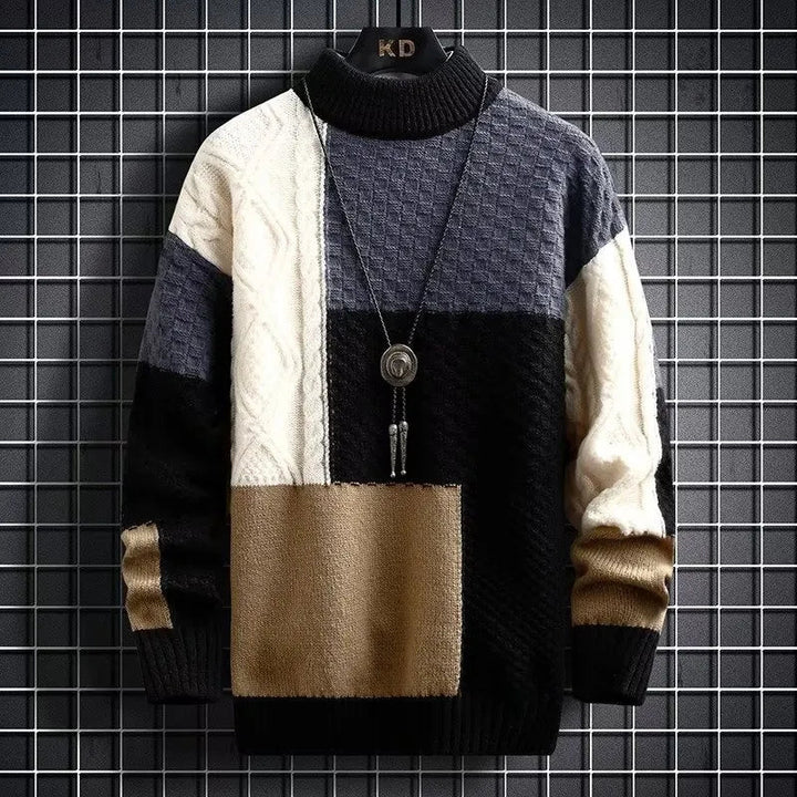 Levi | Pull col roulé en tricot à blocs de couleur
