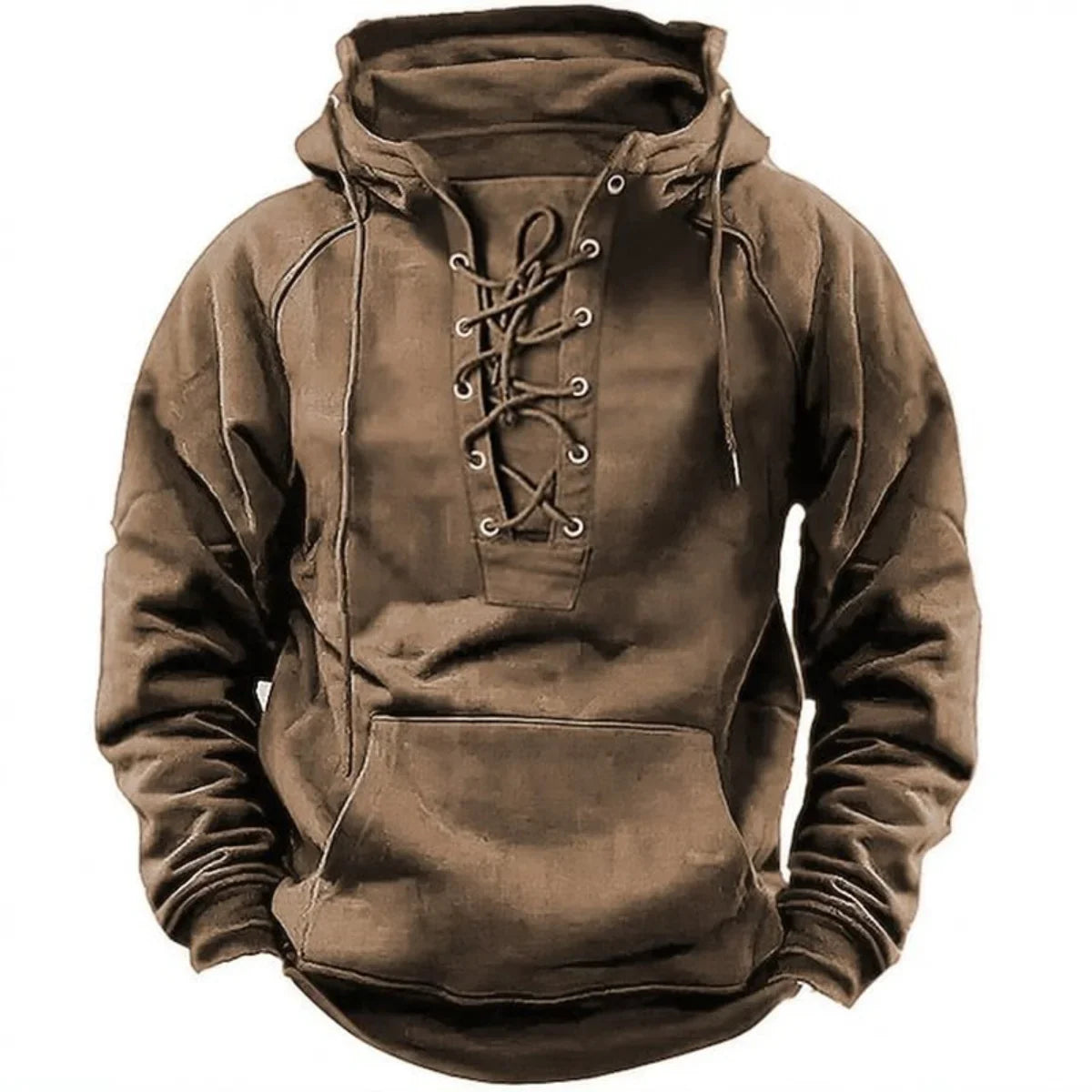 Léon™ – Sweat à capuche outdoor rétro à lacets, conçu pour l’automne et l’hiver