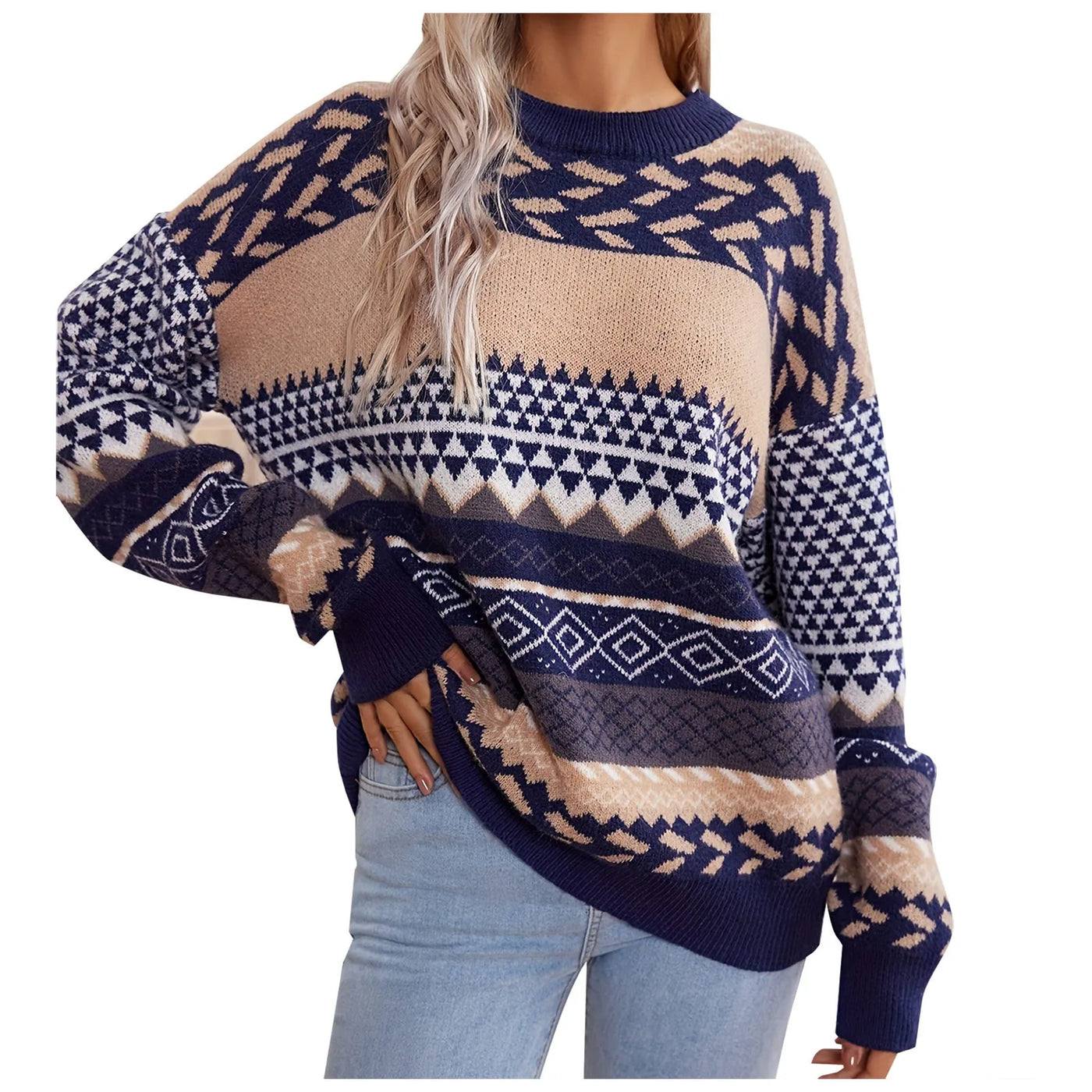 Haze™ | Pull en tricot rétro à contraste