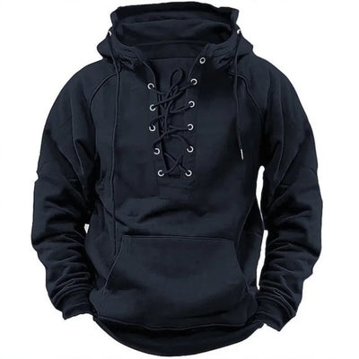 Léon™ – Sweat à capuche outdoor rétro à lacets, conçu pour l’automne et l’hiver