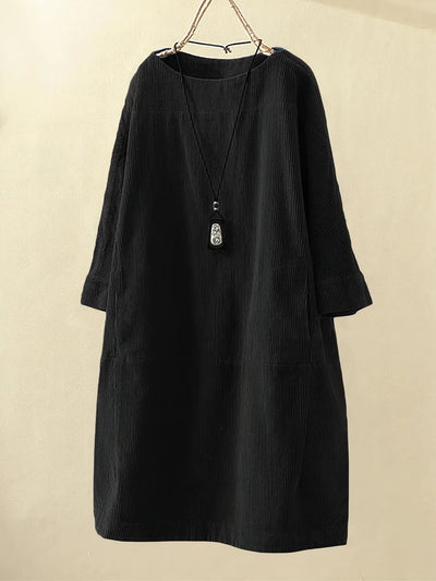 Laurine | Robe Tunique en Velours Côtelé