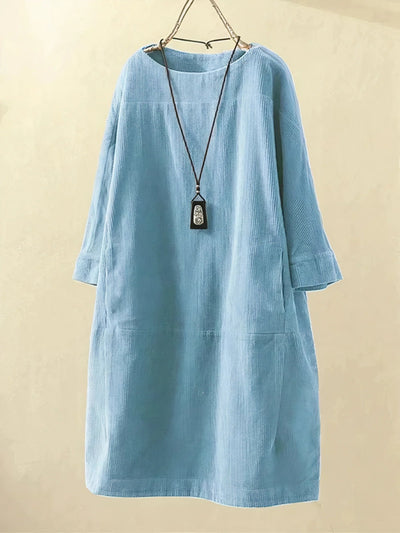 Laurine | Robe Tunique en Velours Côtelé