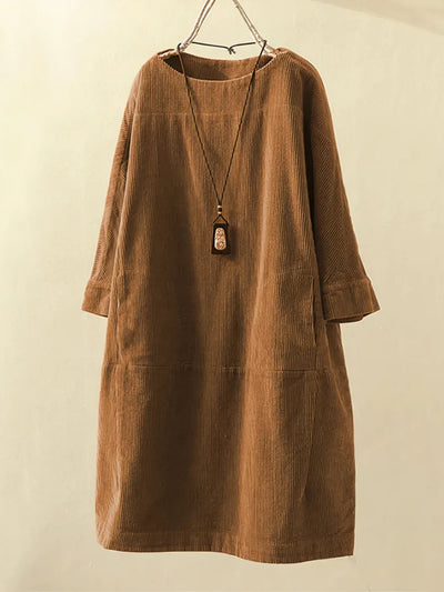 Laurine | Robe Tunique en Velours Côtelé