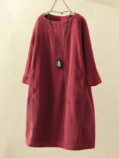 Laurine | Robe Tunique en Velours Côtelé