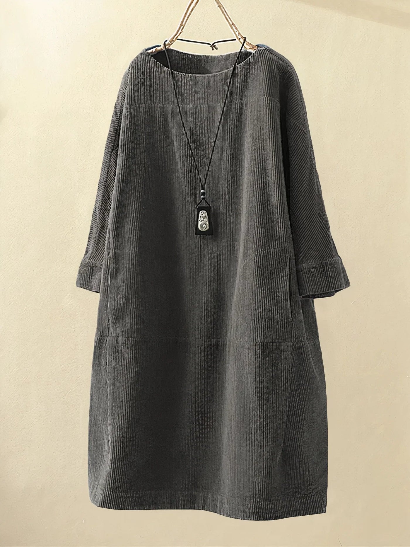 Laurine | Robe Tunique en Velours Côtelé