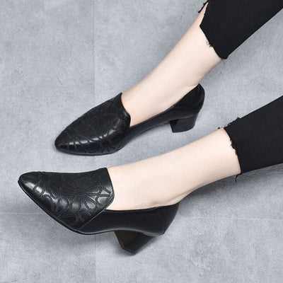 Tonette - Escarpins en cuir vegan doux brodés
