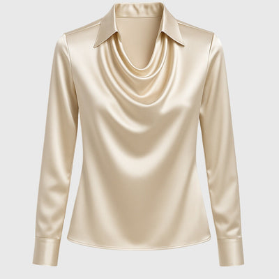 Sylvie | Blouse à l'éclat luxueux et col plissé