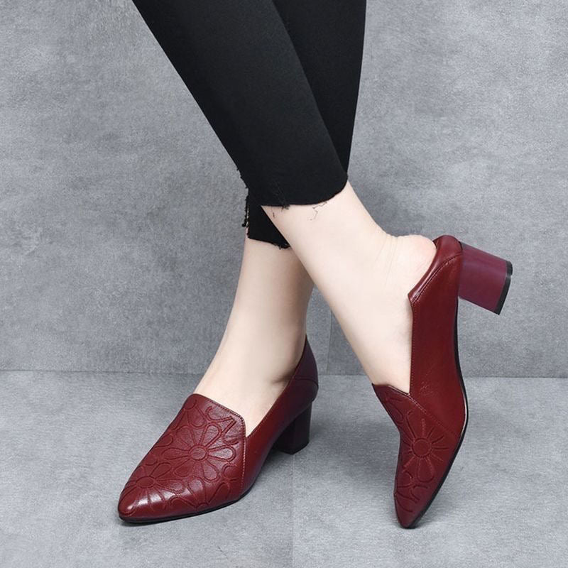 Tonette - Escarpins en cuir vegan doux brodés