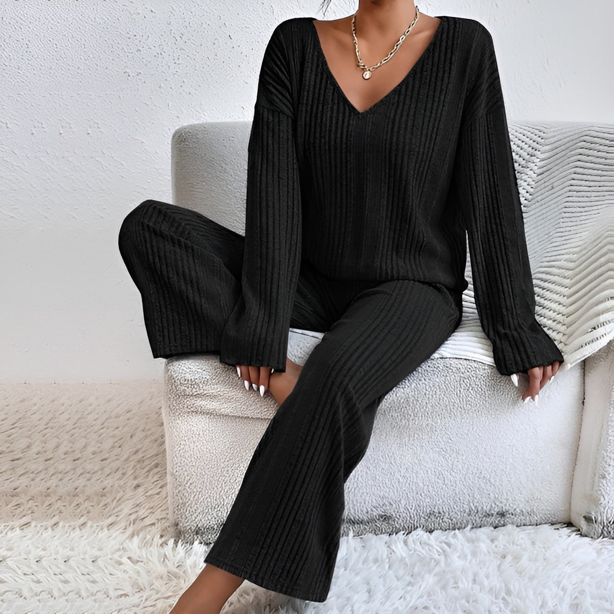 Isla™ | Ensemble de Pull à Col V Rayé