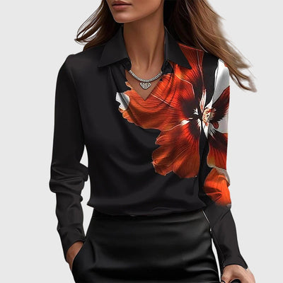 Sylvie | Blouse à l'éclat luxueux et col plissé
