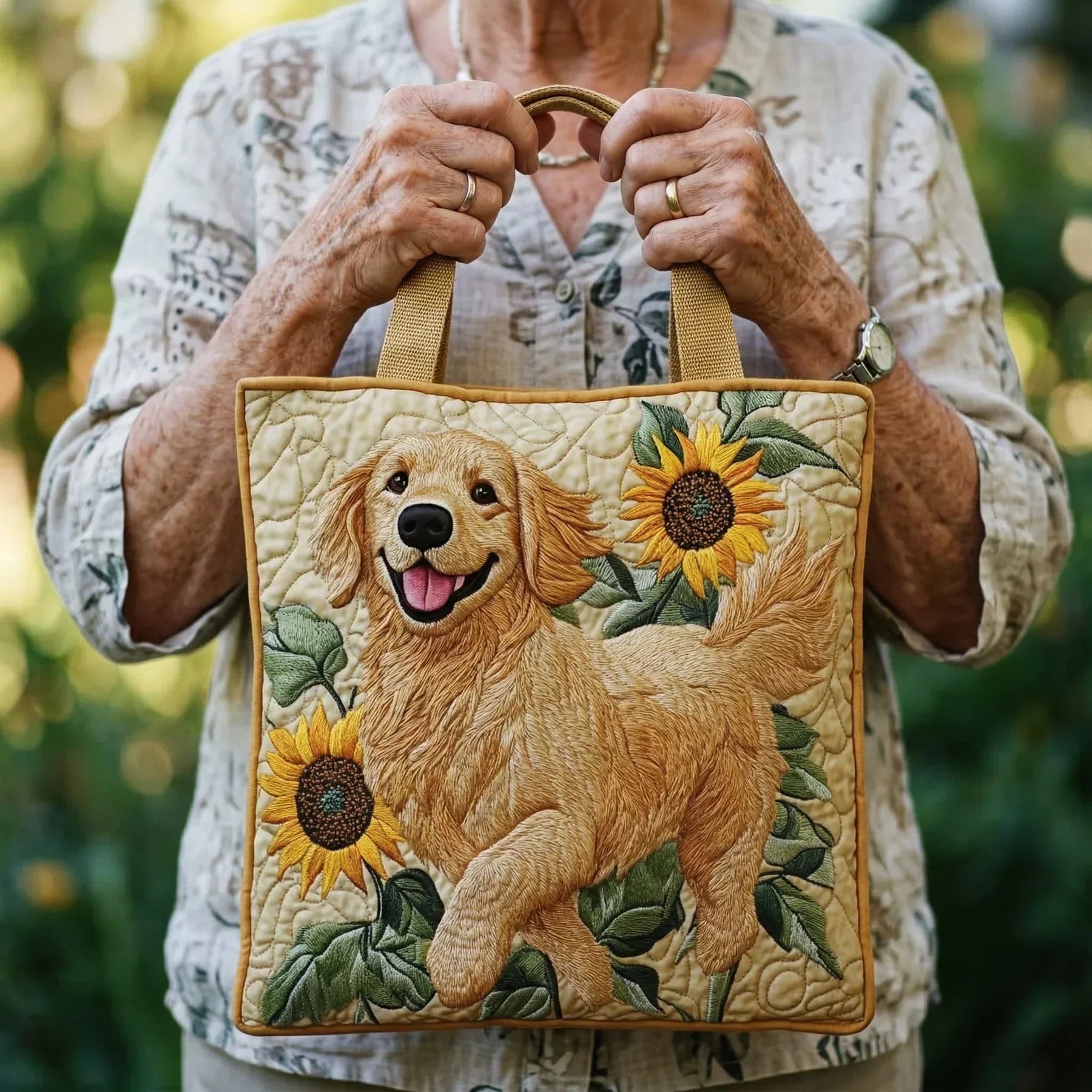 Sac Artisanal Golden Retriever - sac matelassé fait main